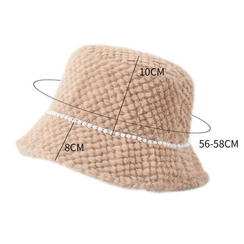 2021 nieuwe hoeden voor vrouwen herfst winter emmer hoeden lam pluche zachte warme visser hoed Panama casual caps dame platte koreaanse stijl G220311