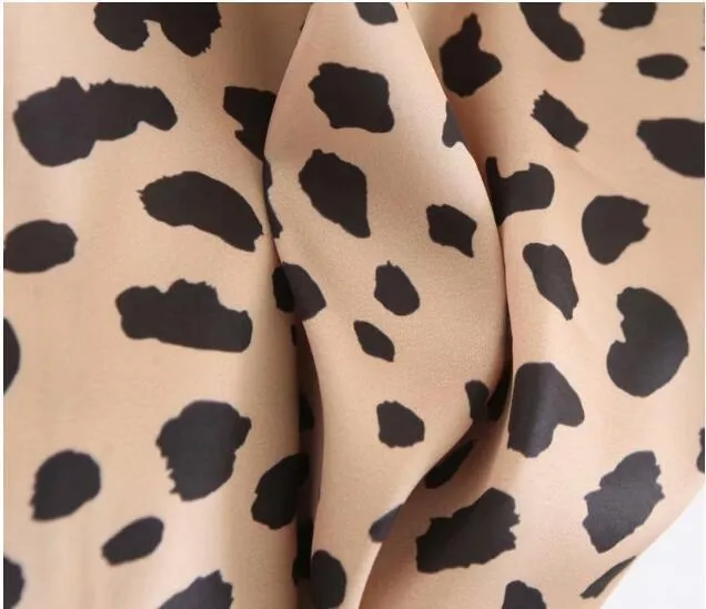 Falda de satén con estampado de leopardo de cintura alta retro como seda verano mujeres elástico medio largo una línea faldas femme 220224