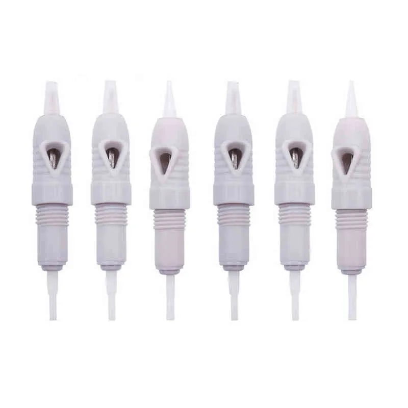 50 stks gesteriliseerde tattoo-cartridge naalden 8 mm schroef voor micronedling microblading tatu wenkbrauw lip cartridges 211229