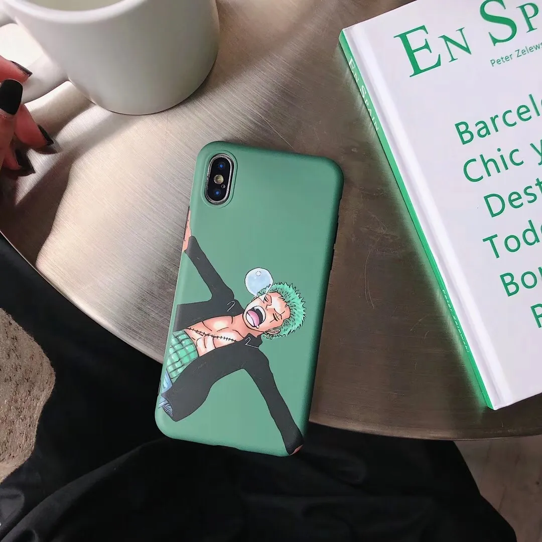 Case di un telefono da un pezzo Giappone Anime Cartoon Cartoon Luffy Zoro Coque iPhone XS Max Xr X 6 6S 7 Plus Funny Smile coppia Silicone Capa9268000