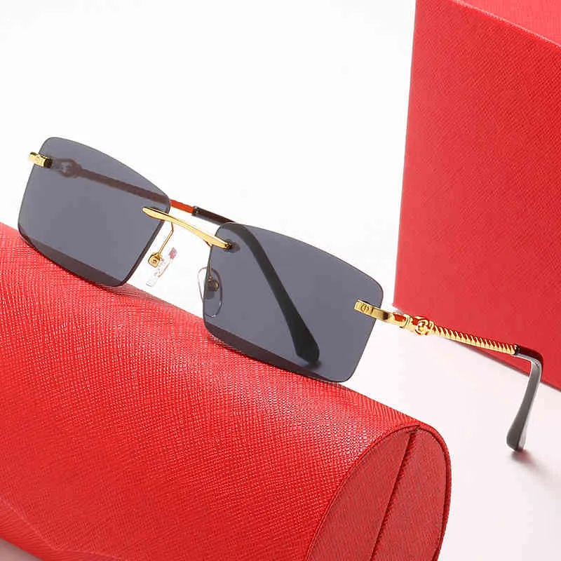 2024 Fashion Off Luxury Designer Nya herr- och kvinnors solglasögon från Twist Leg Frameless Square Fashion Personliga optiska glasögon