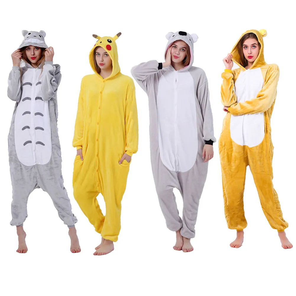 Pyjamas Pour Femmes Mon Voisin Totoro Kigurumi Flanelle Mignon Animal Pyjamas Ensembles Femmes Hiver Vêtements De Nuit Nuisette Pyjamas Home wear Y200708
