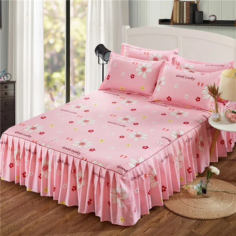 Classic Floral Printed Bed Skirt cover Fitted Sheet Cover Bedspread Non-slip Bedroom Textile Skirt Single Full Queen Size Y20264Y