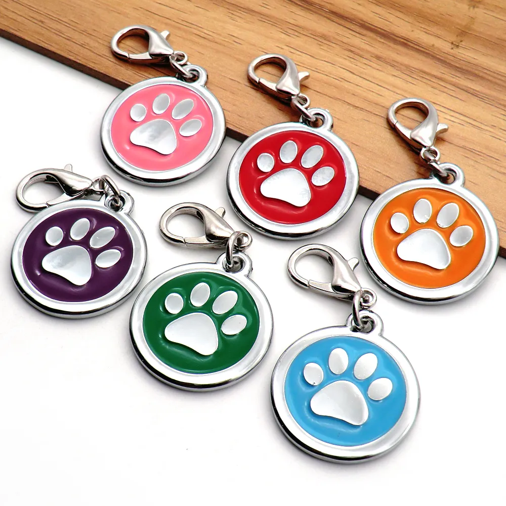 Paw Dog Tag Personalized ID S Pet S للقطط والكلاب إكسسوارات ذوي طوق محفور اسم الجنس Tel LJ2011112794349
