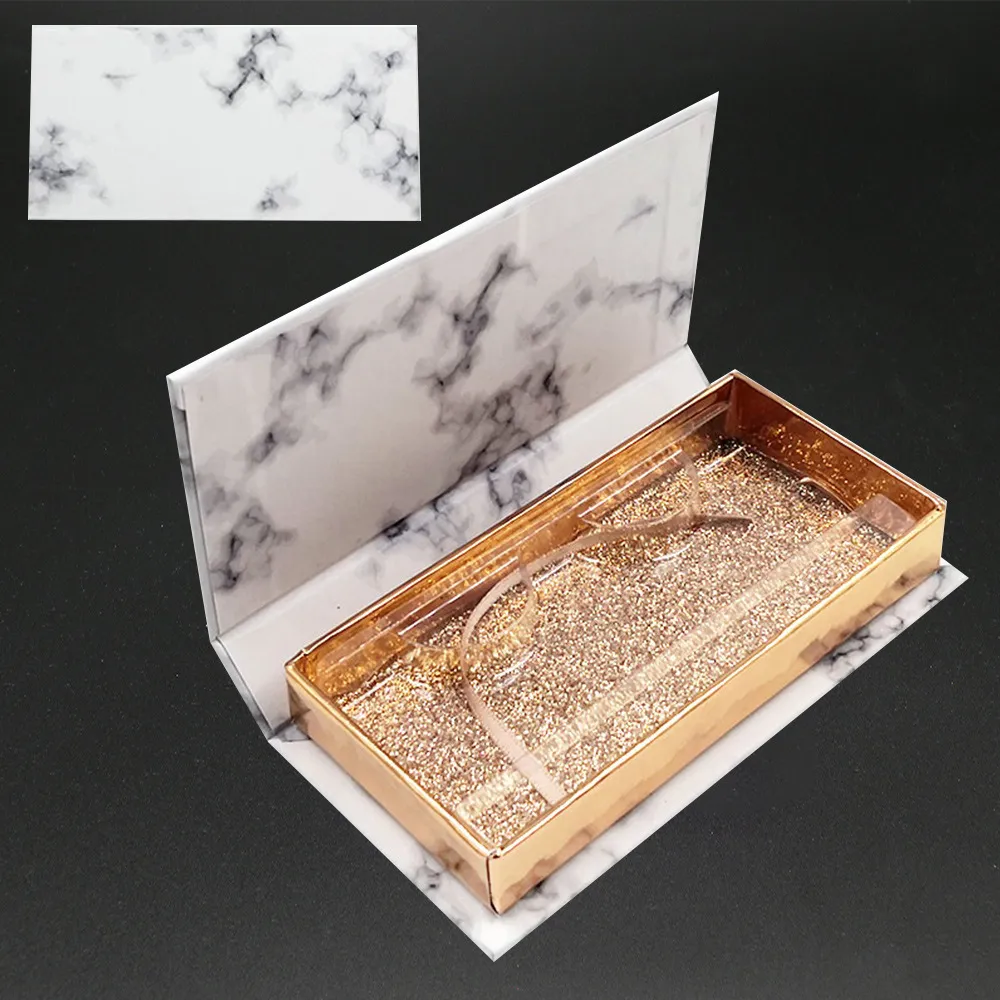 3D Nerz Wimpern Paket Boxen Falsche Wimpern Marmor Quadratische Verpackung Leere Wimpern Box Fall Wimpern Box Verpackung