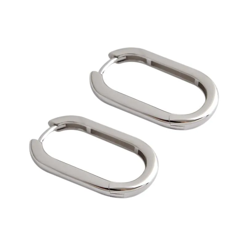 Hoop Huggie 100% 925 Sterling Silver Punk Cool INS Minimal Géométrique Ovale Cercle Boucles D'oreilles Ouvertes Boucle D'oreille Pour Femmes Bijoux Large253p