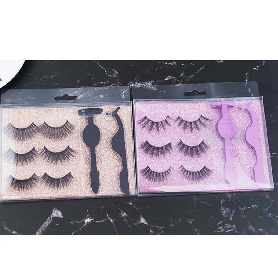 Mink False Eyelashes +Eyelashes Curler+Mescara Eyelahse Applicator Set Natural Long Eyelash Extentions Tools Make Up Tool