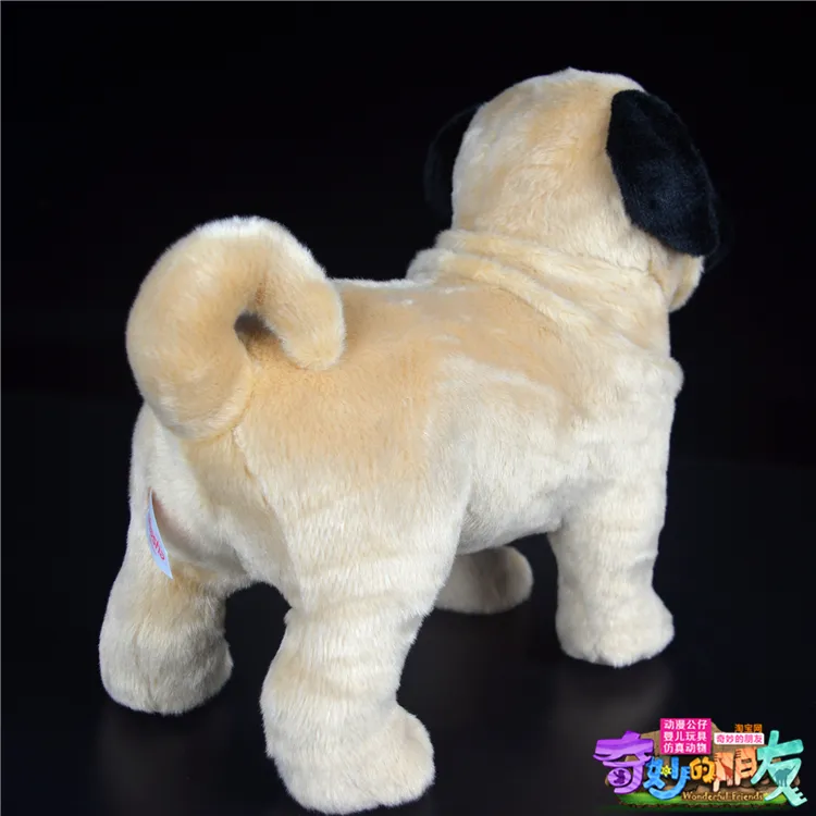 12 pouces réaliste debout carlin chien jouets en peluche doux chien animaux en peluche jouet anniversaire cadeaux de Noël pour les enfants LJ201126