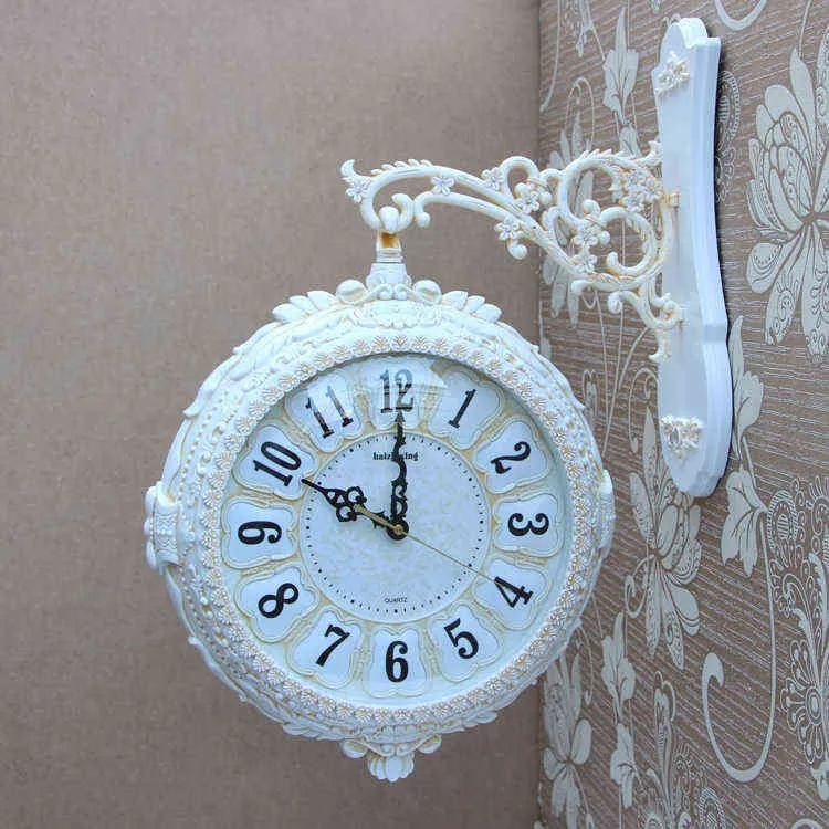 Reloj De Pared Simple europeo diseño moderno clásico Reloj De Pared americano creativo habitación De doble cara Reloj De Pared decoración del hogar DF50WC H1230