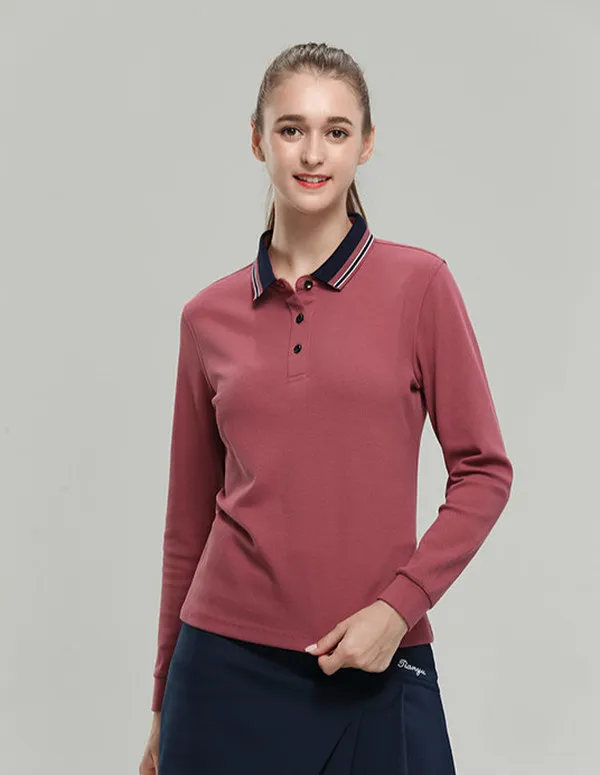 긴 슬리브 골프 폴로 셔츠 남성 여성 커스텀 자수 단색 문화 광고 셔츠 가을 캐주얼 Tshirt 팀 작업 pri6682009