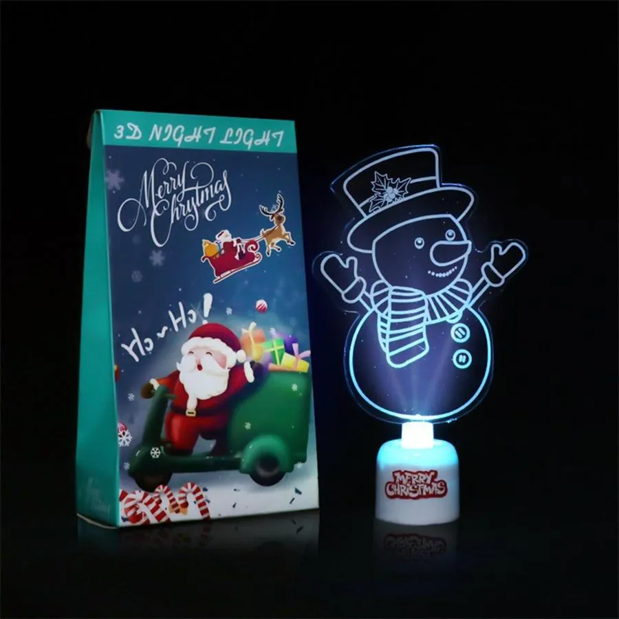 Albero di Natale a LED colorato acrilico incandescente desktop albero di Babbo Natale pupazzo di neve ornamenti natalizi regalo bambini decorazioni la casa
