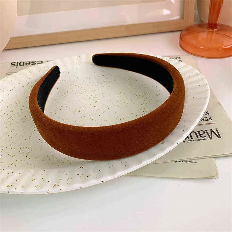 Solidne Velvet Bezel Kobiety Opaska Girls Vintage Zespoły do ​​włosów Soft Sponge Hairband Nakrycia głowy Szerokie Hoop Hoop Kobiece Akcesoria do włosów Y220301