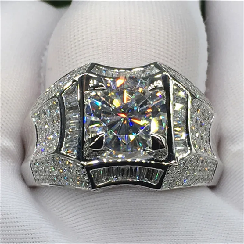Anel de diamante de 3 quilates de ouro 14k para homens rock 14k joias de ouro anillo prata 925 joias anéis de diamante285u