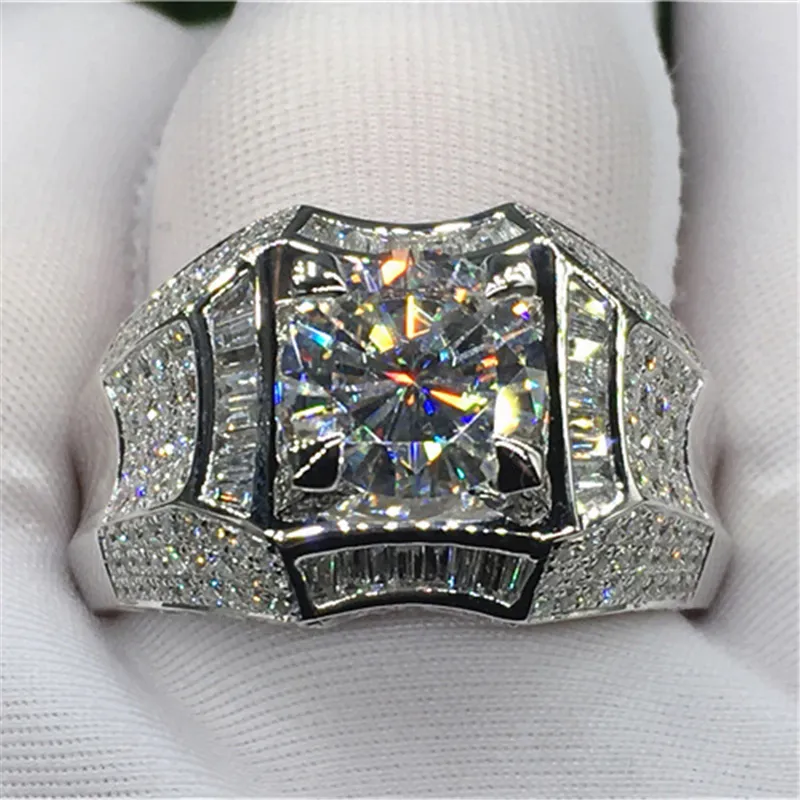 Anillo de diamantes de oro de 14 quilates de 3 quilates para hombres Joyería de oro de 14 quilates Anillo de plata 925 Joyería Anillos de diamantes 197N