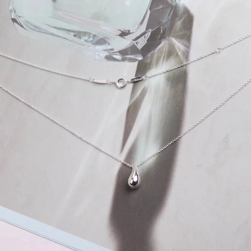 SHINETUNG S925 Sterling Silber stilvolle einfache silberne Tropfenhalskette 1 1 High-End-Damenschmuck mit Valentinstagsgeschenk Q0257C