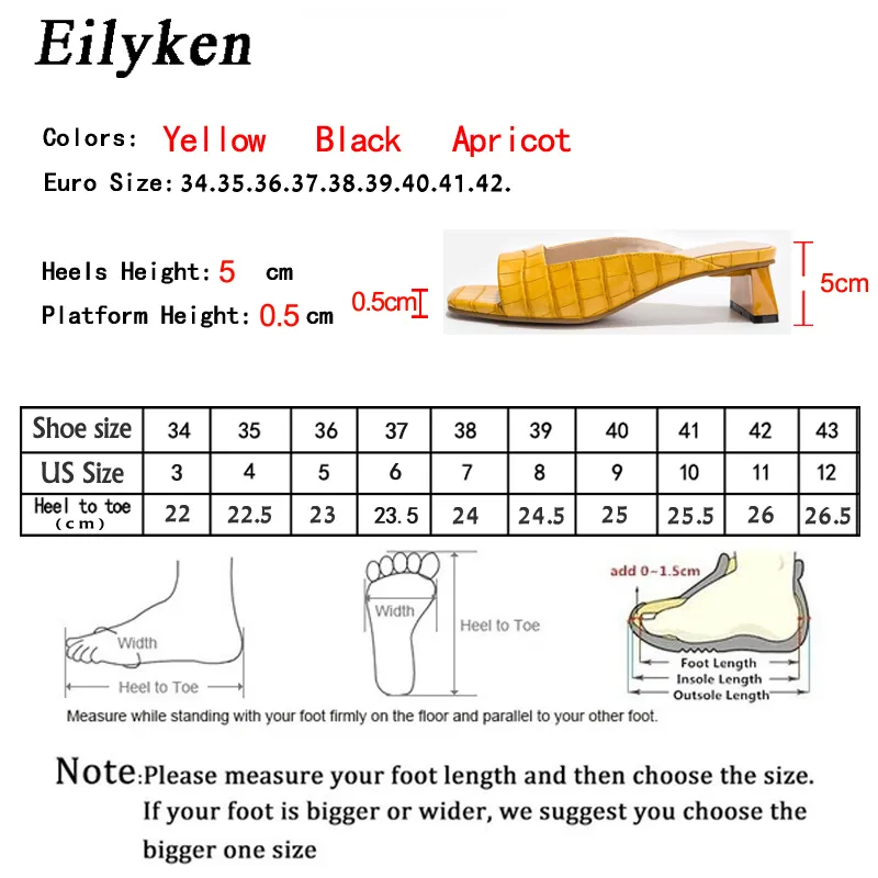 Eilyken 2020 nouvelles mules dames chaussures talons bas mode unique impression en cuir pantoufles d'été en plein air Peep Toe sandales de créateur X1020