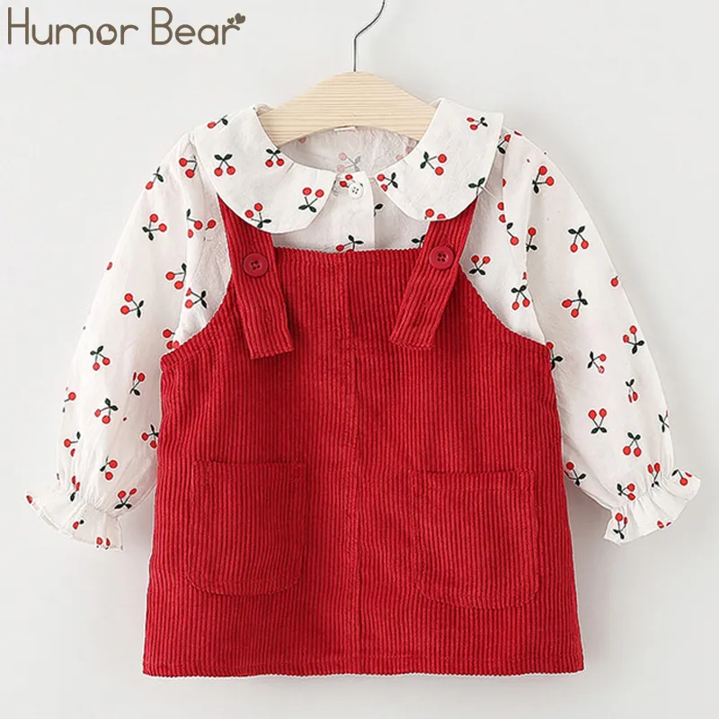 Humor Bär Herbst Baby Mädchen Kleidung Anzug Frühling Kinder Kleidung Anzug Herbst Blume ShirtsCute Strap Kleid Säuglingskleidung LJ201223