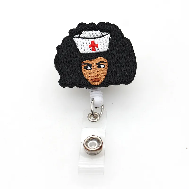 Medizinische Schlüsselanhänger, Multi-Stil, schwarzer Krankenschwester-Filz-Ausweishalter für Namenszubehör, Abzeichenrolle mit Krokodilklemme266d