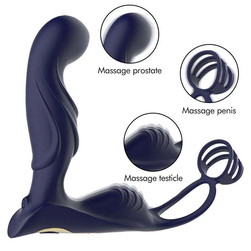 Male's Silicone Prostate Massager med fjärrkontroll USB -uppladdningsbar vattentät onanator som bär sexiga leksaker Health99
