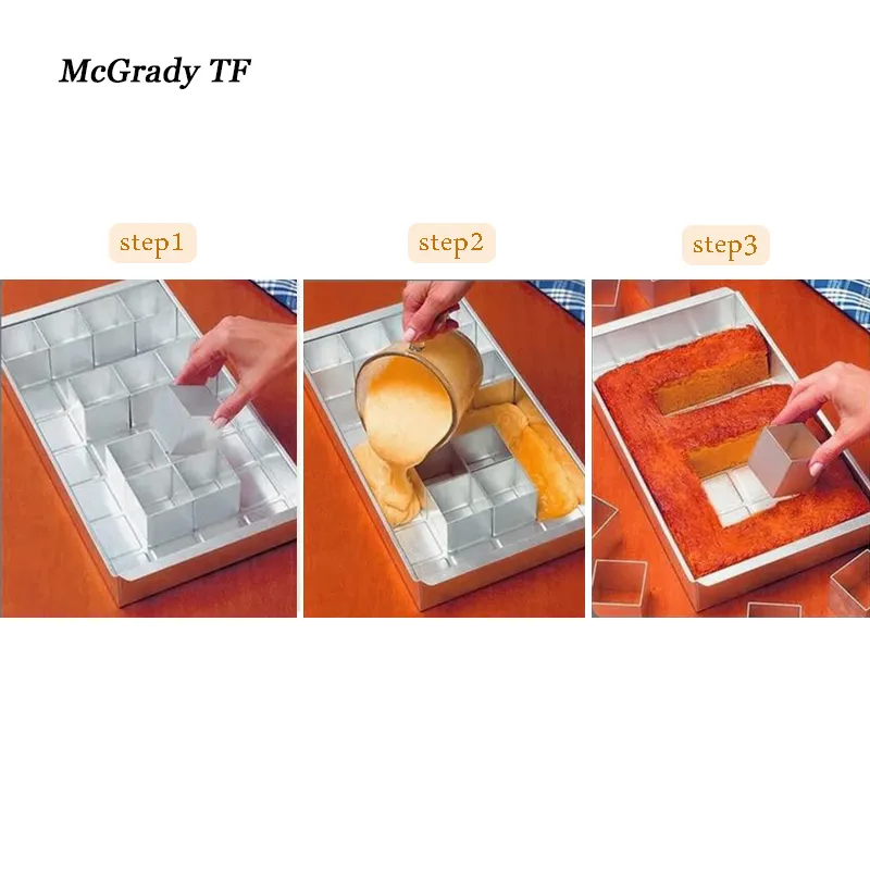 الحروف الأبجدية رقم القصدير كعكة الألومنيوم مقلاة فندان الأطباق الخبز المصرفي المقالي للكعكة أسهل صانع الكتل القابلة للإزالة