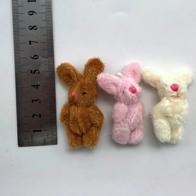 100 pzlot 35 cm 4 cm Morbido Mini Giunto Coniglio Ciondolo Bunny Portachiavi Bouquet Giocattolo Bambola Ornamenti FAI DA TE Regali 2202179012454