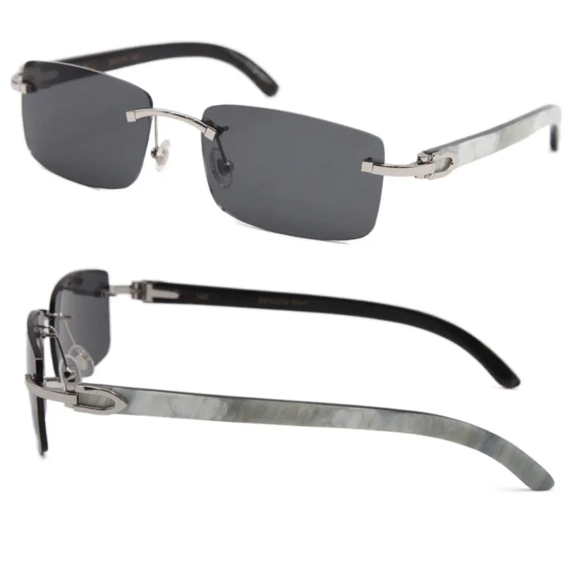 Nuevas gafas de sol sin borde cuadradas genuinas rayas verticales en blanco y negro