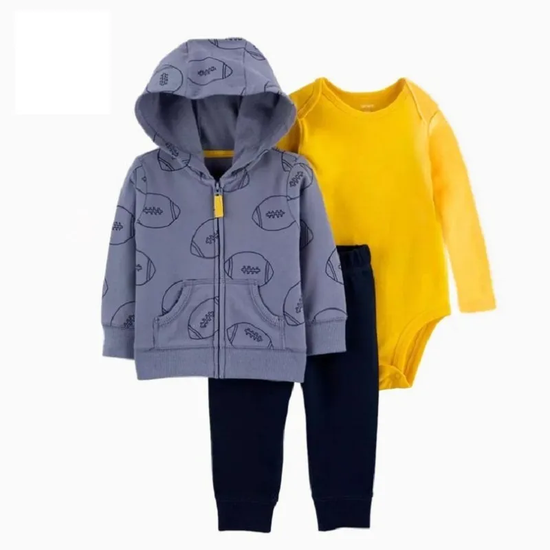 2020 automne bébé fille vêtements ensemble veste à capuche à manches longues + barboteuse + pantalon nouveau-né garçon vêtements coton tenues pour tout-petits automne LJ201023