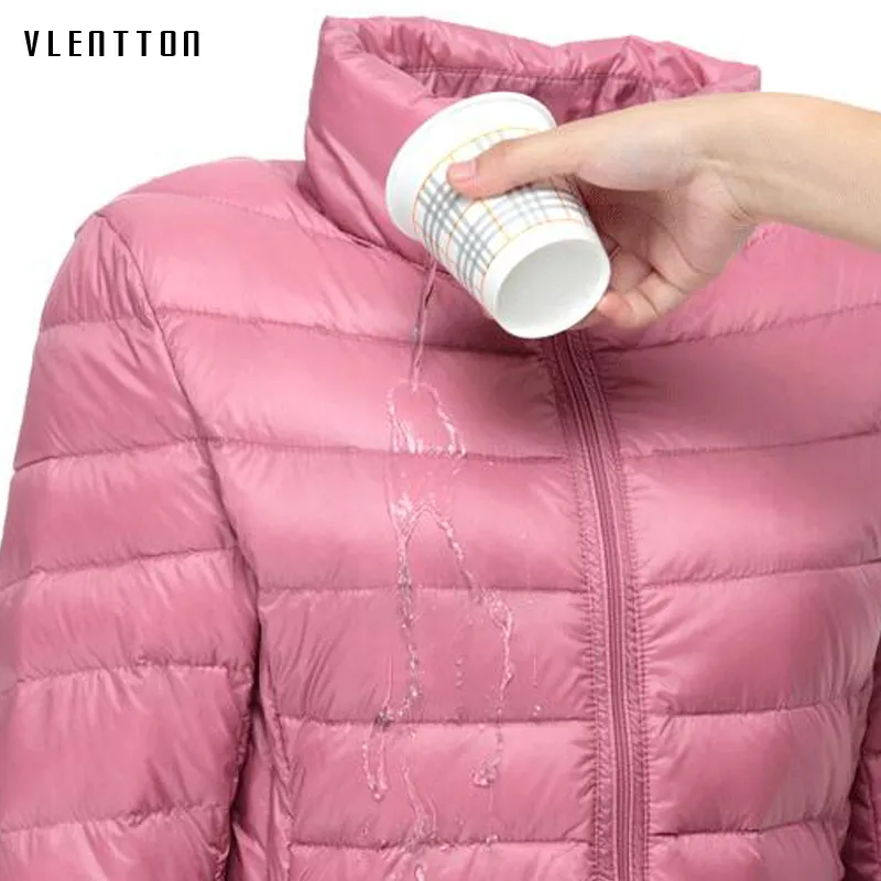 2019 Ny Ultra Light Duck Down Jackets Kvinnor Huva Winter Coat Lång ärm varm Slim 6xl Plus Size Jacket Lady Clothing T200107