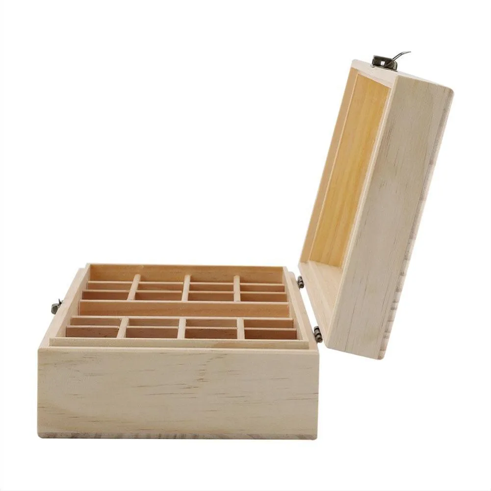 25 Grids Holz Aufbewahrungsbox Organizer Für Ätherisches Öl Tragetasche Aromatherapie Container Schatz Schmuck Aufbewahrungsbox T200104