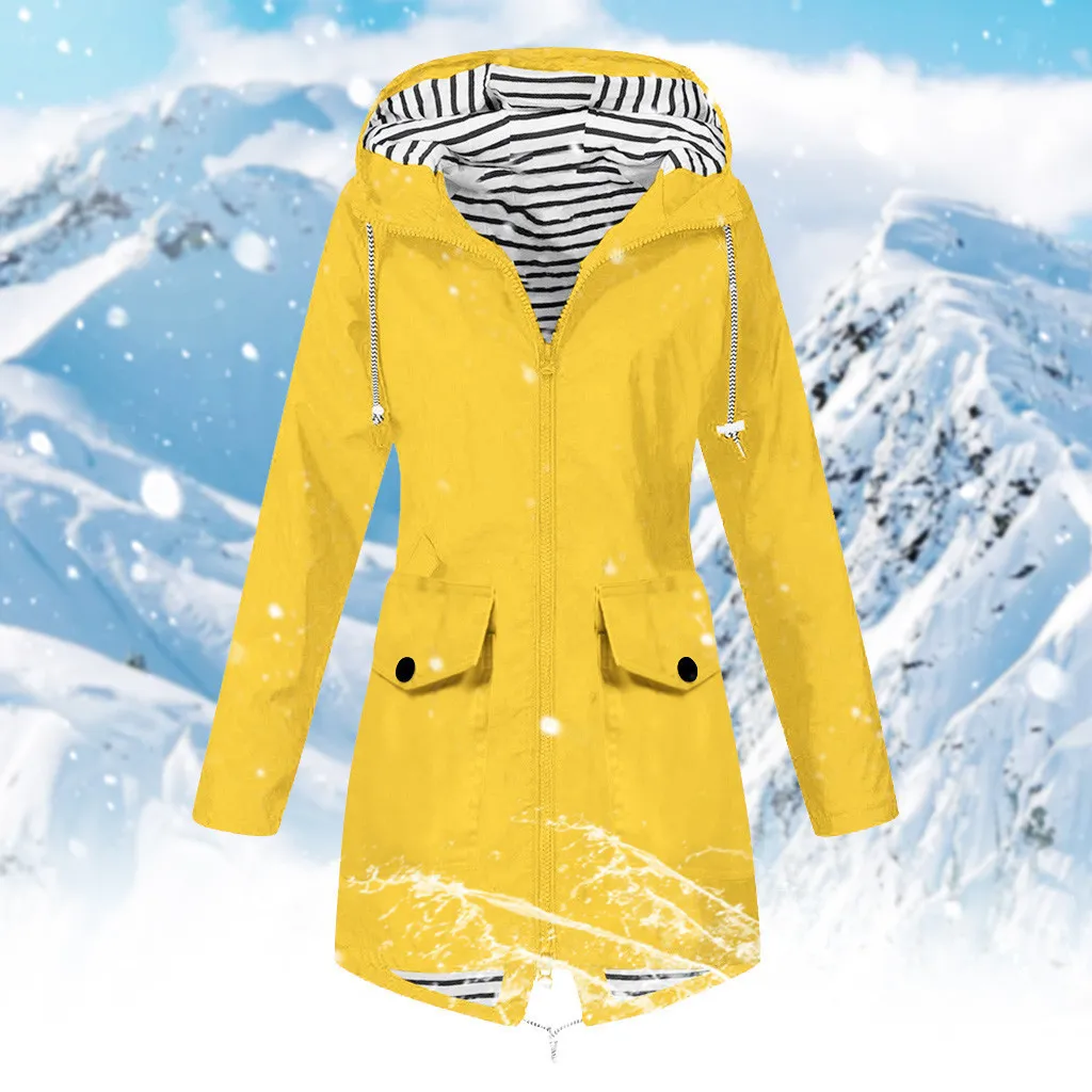 Kleidung Frauen Solide Regenjacke Outdoor Jacken Wasserdichte Kapuze Regenmantel Winddicht Frühling und Winter # L30 201202