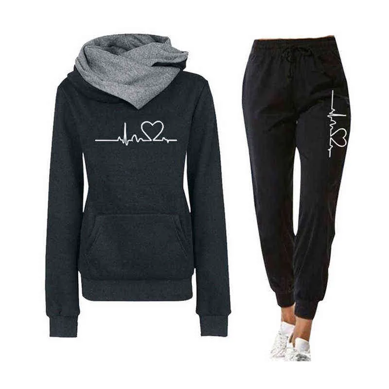 Casual Two Piece Tenues Pulls Sweats à capuche Jogger Pantalons Ensembles Printemps Automne Survêtement Femme Polaire Costume Sweatsuits pour femmes 211221