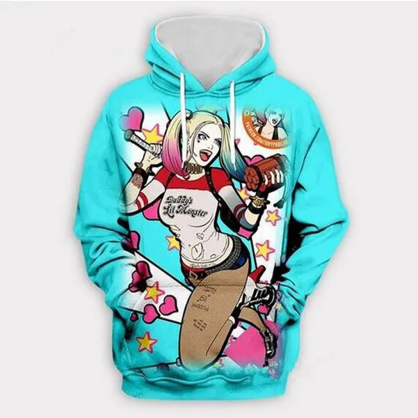 Yeni Erkekler Kadın Harley Quinn Komik 3D Baskı Moda Trailtsits Crewneck Hip Hop Sweatshirt ve Pantolon 2 adet Set Hoodies TZ09215H