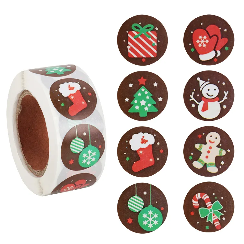 Joyeux Noël Autocollants Arbre Elk Bonbons Sac D'étanchéité Autocollant Cadeaux Boîte Étiquettes Décorations Année Y201020