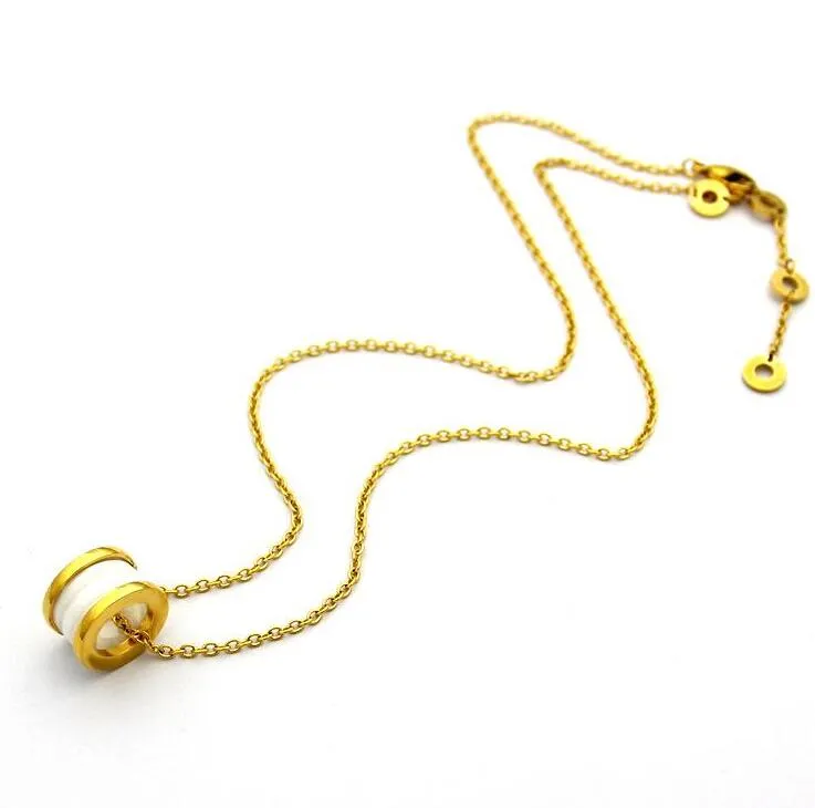 Acier inoxydable nouvelle marque collier en céramique couleur noir et blanc accessoires Zircon coeur amour collier pour femmes hommes bijoux with244d