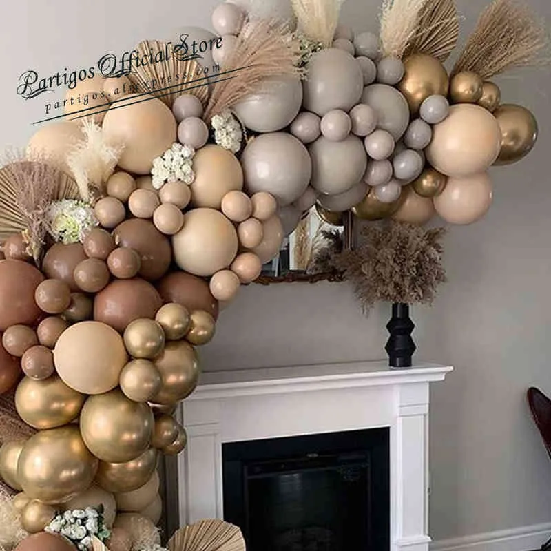 Cream Coffee Khaki Brown Color Balloons Garland Arch Kit Latex Globos Baby Shower Supplies Birthday Wedding Party Decors 211216