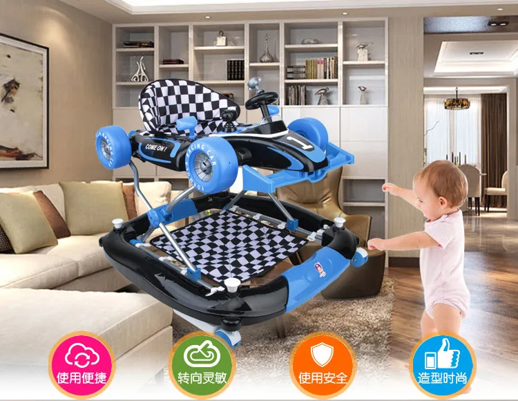 Multi-Function Baby Walker Folding Push Trolly Kids Balance Car med musik Justerbar säkerhetssäte 6Month-3Years Old