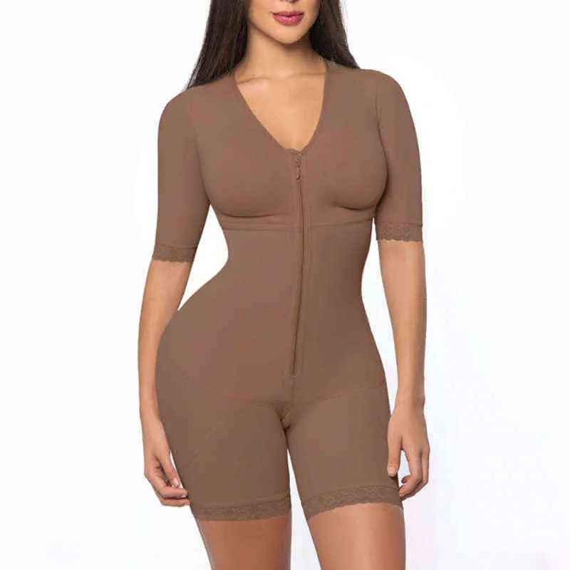 Femmes après liposuccion corps complet Shaper récupération post-partum Shapewear aplatir l'abdomen Fajas fermeture éclair Body ouvert entrejambe Corset M 27737846