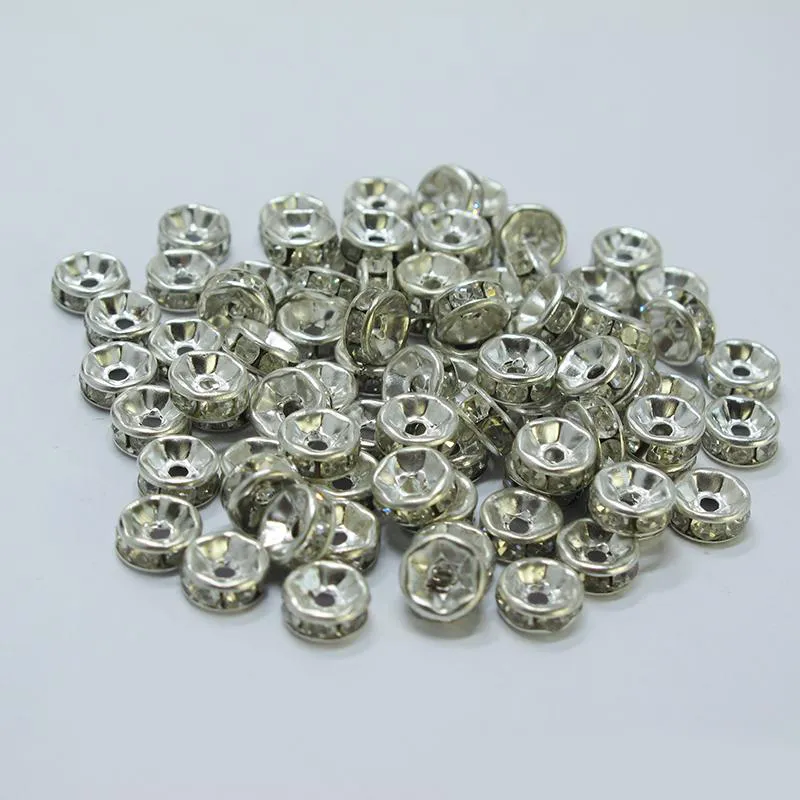 500 pçs / lote liga de metal 18k ouro prata cor cristal strass rondelle contas soltas espaçador para fazer jóias diy inteiro 226e