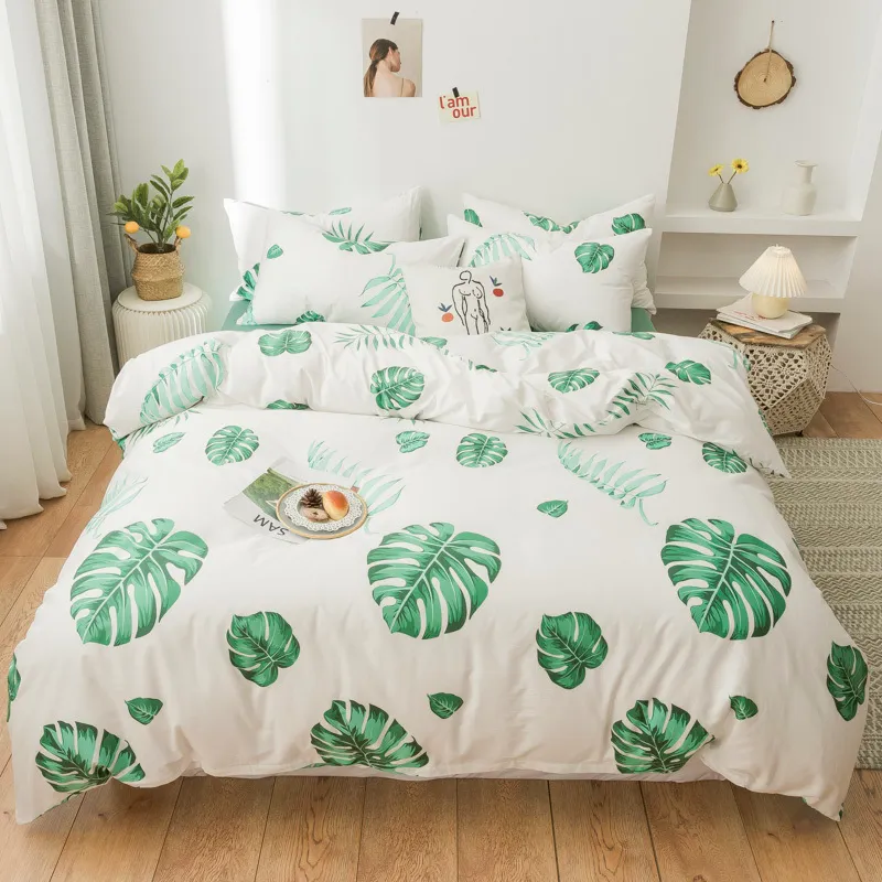 Ботанические цветочные подоюзные наборы наборы 100% хлопчатобумажные мягкие постельные принадлежности одеяло одеяло Крышка кроватью комплект подушки Shams Twin Queen King размер T200706