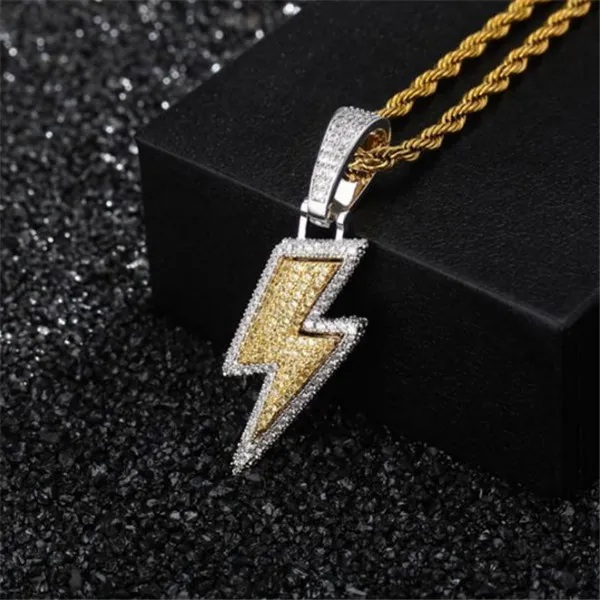 Lced out bling luz pingente colar com corda corrente material de cobre zircão cúbico masculino hip hop jóias medalhão colares para women251a