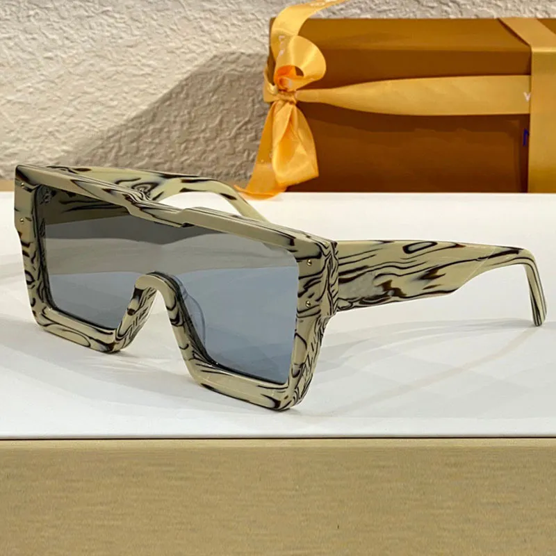 Heren paarse cycloon zonnebril Z1641E klassieke designer man zonnebril Dikke frame Neusbrug Decoratieve kristalbloem Personalit178r