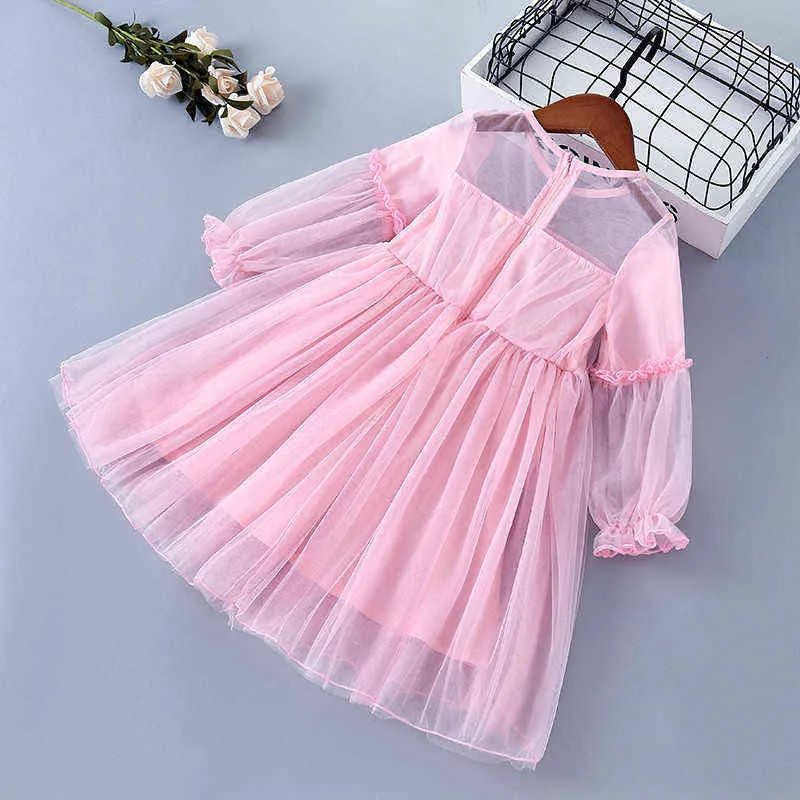 2-7 år högkvalitativ vårflicka klänning spets chiffong blommig draped ruched barn barn kläder tjej prinsessan klänning 211224