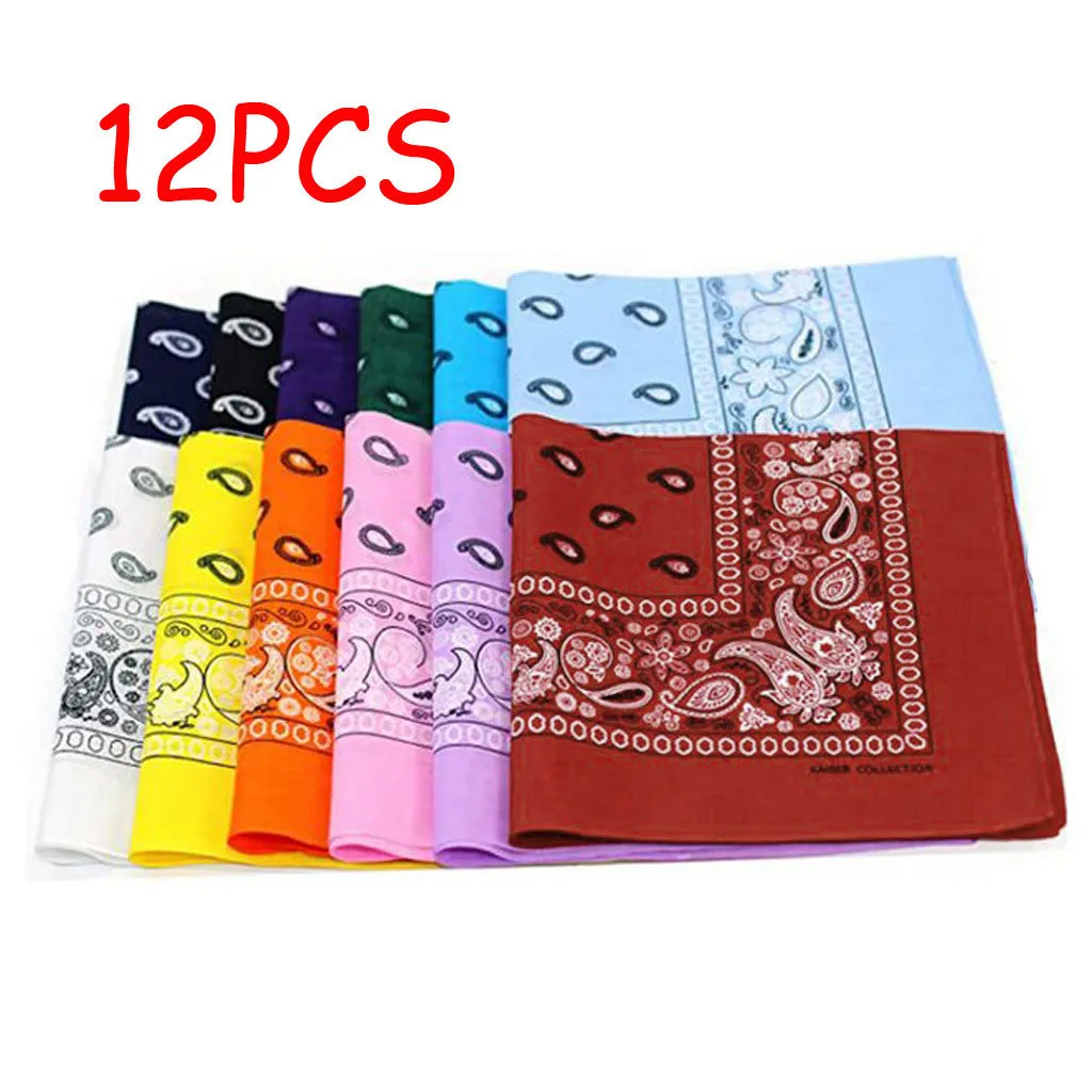 Scarf For Women Dozen Paisley Bandanas Multi Colored Set Cowboy Bandanna Head Scarf Double Sided New Size55cmX55CM Y2010079895587