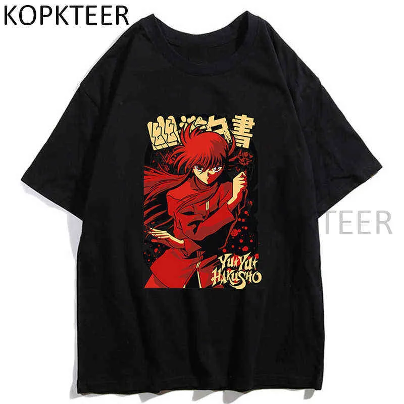 Yoko Kurama Yu Hakusho Anime t-tröjor 2021 Vintage män kvinnor t-shirts ulzzang hajuku runda hals casual grafiska toppar tee y220208