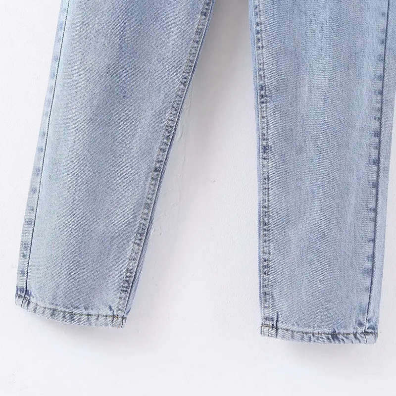 Wixra Womens Demin Pantolon Sokak Giyim Sokak Giyim Sıradan Bel Gevşek Kot Kot Düğmeleri Cepleri Femme Bahar Sonbahar
