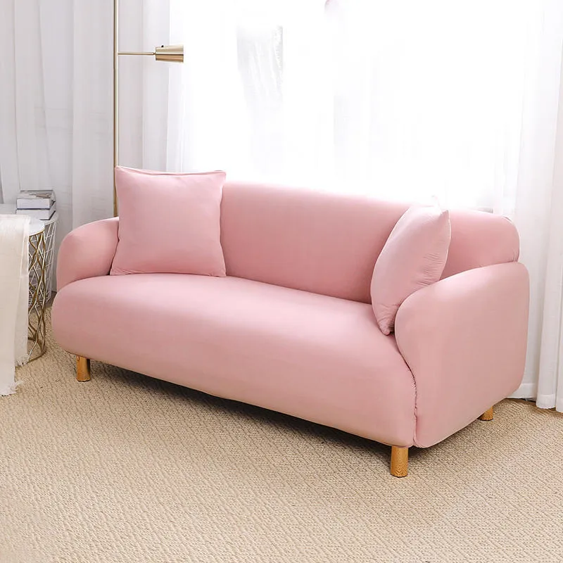 Rosa Sofabezug für Wohnzimmer, L-Form, elastische Möbelbezüge, Schonbezug, 2/3-Sitzer, Stretch-Sessel, Couchbezug, ausziehbar, LJ201216