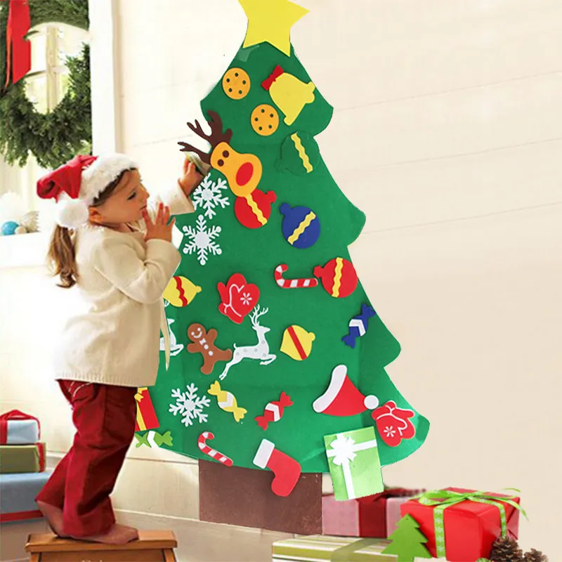 feltro albero di natale pupazzo di neve gioco bambini decorazioni casa regalo fai da te anno navidad Y201020