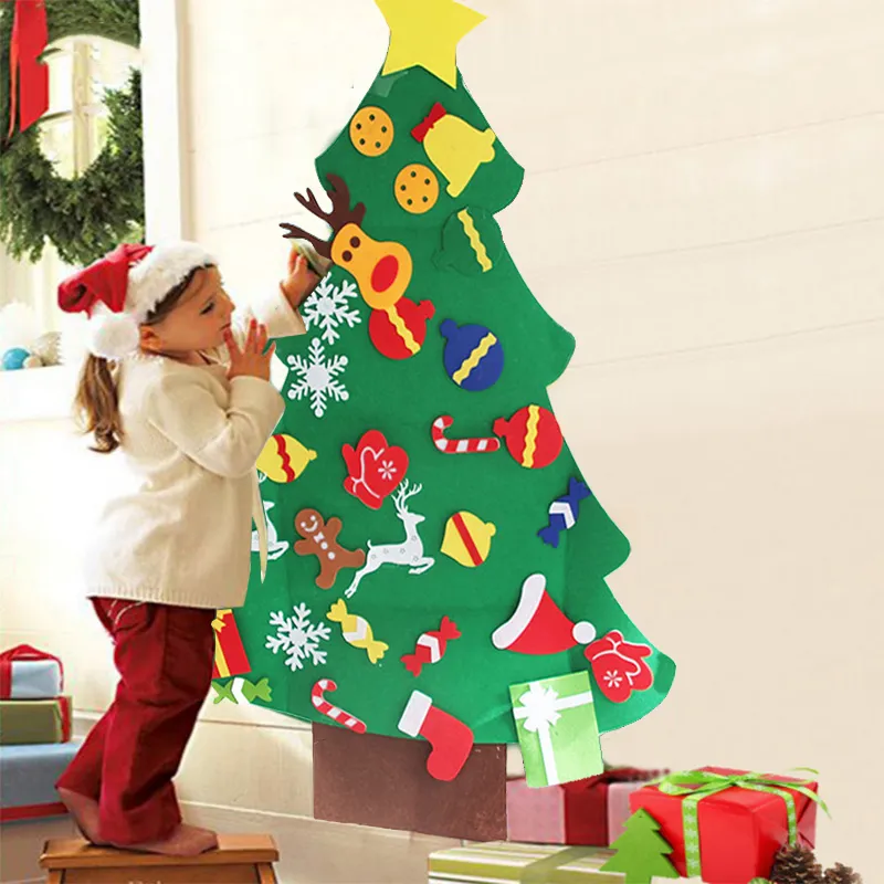 Felt Christmas Tree Snowman Game for Kids Decorations Home DIY Gift for Year NAVIDAD Y201020