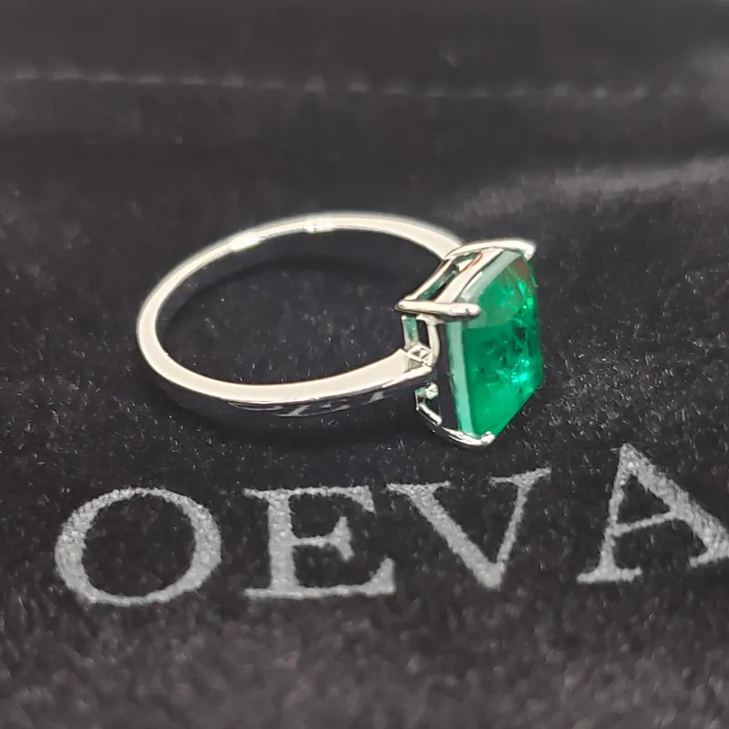 Oevas Solid 925 Sterling Silver Wedding Rings for Women Sparkling Emerald High Carbon Diamond Engagement Party Fine Jewelry Gift 26059927