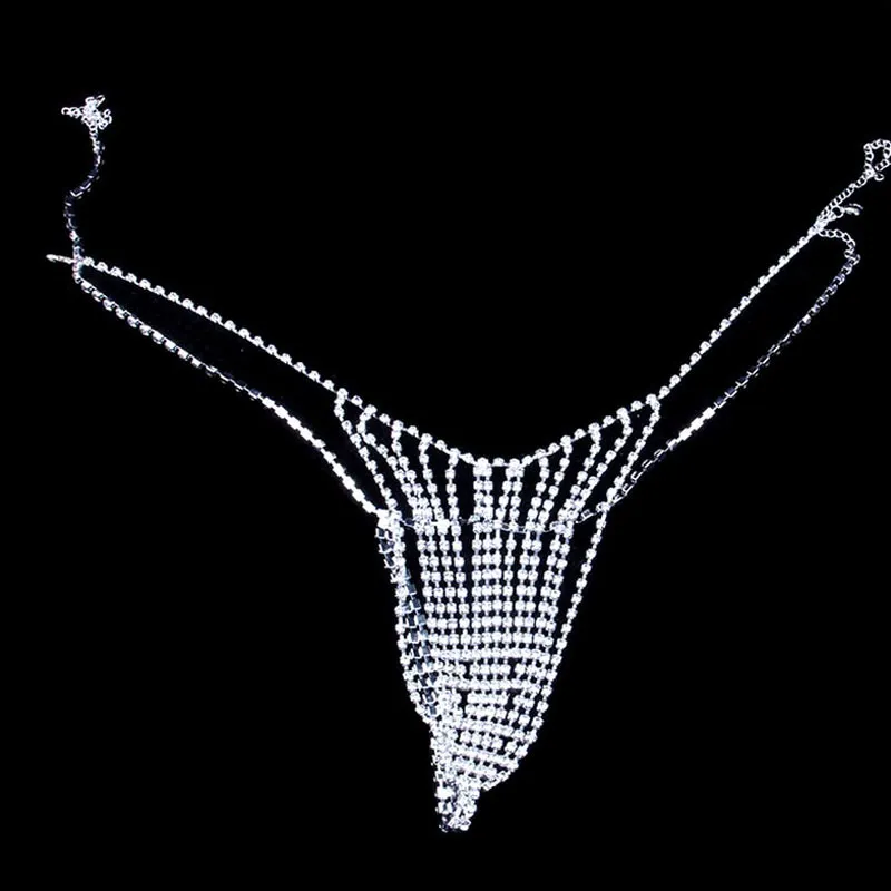 Other Stonefans Sexy Bralette Underwear Chain Set for Women Fashion Hollow Crystal Body Jewelry Chain Bra and Panties Set 221008